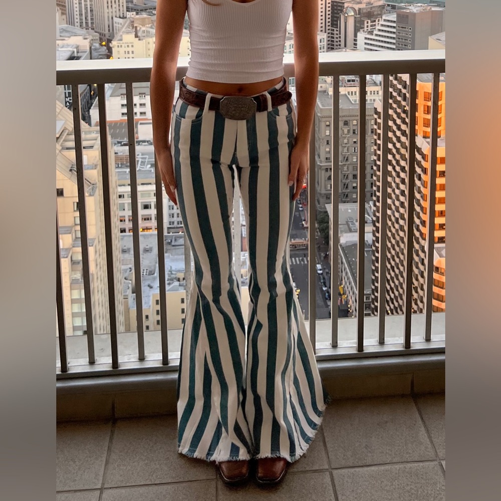 striped flair jeans